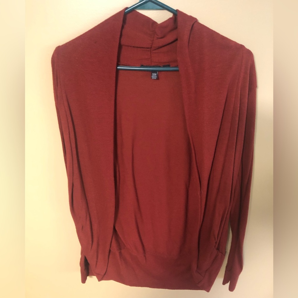 U2B Burnt Rustic Orange Open Front Shrug Cardigan Sweater Top Size Medium